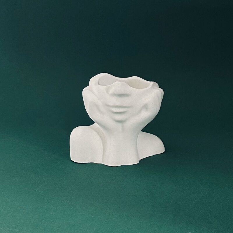 Keramik Vase menschlichen Kopf, Weiße Blumenvase