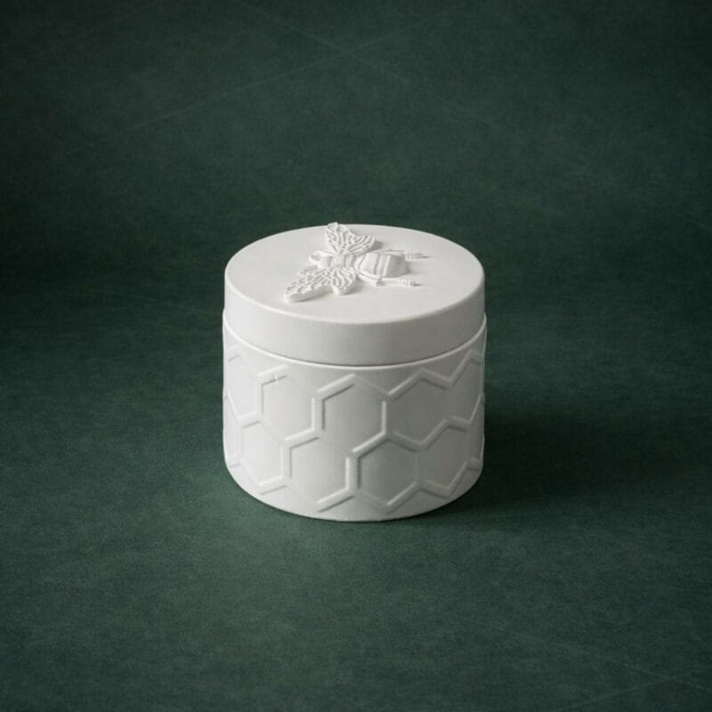 Kerzenschale aus Keramik mit Bienenmotiv