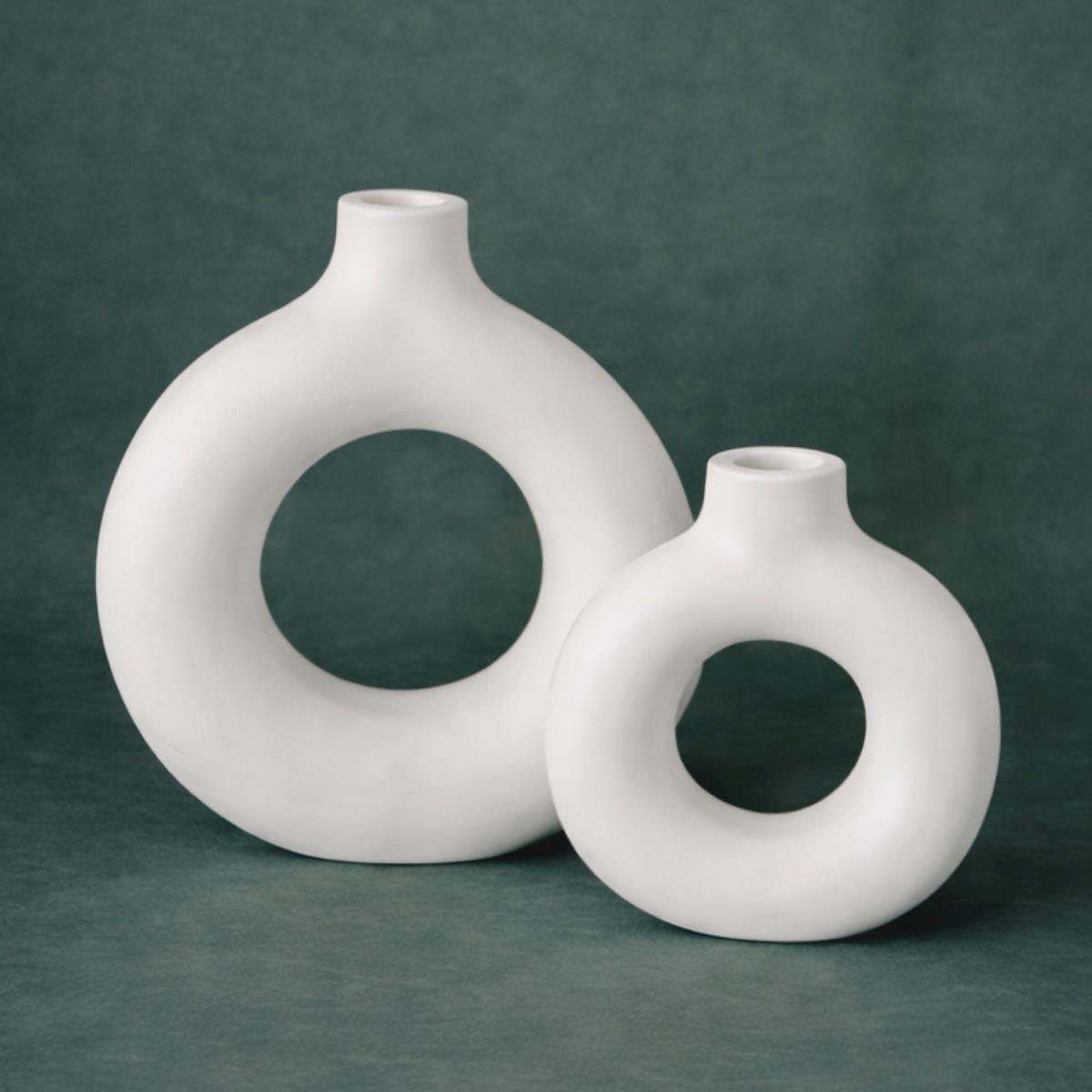 Donut-Vase aus Keramik im Weiß