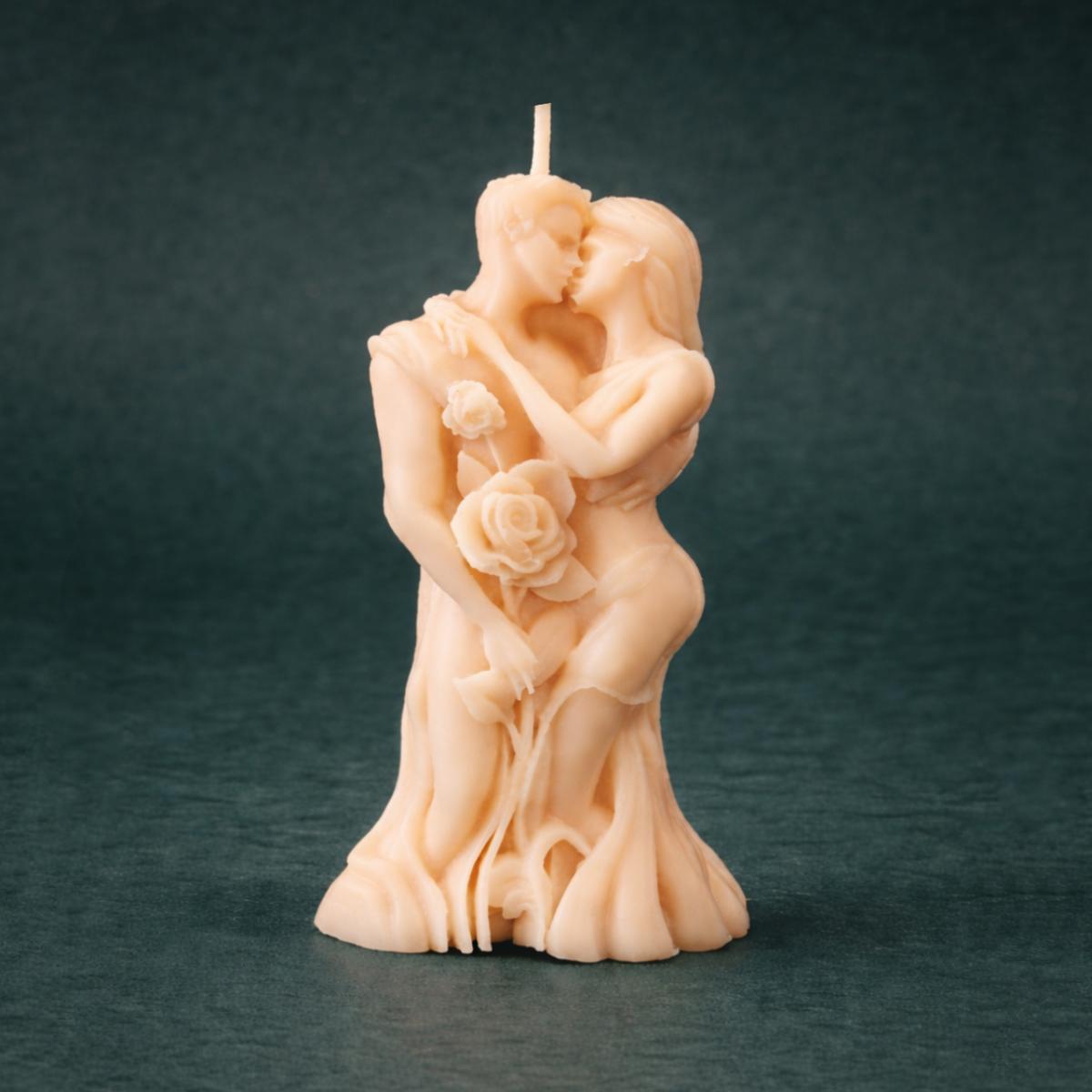 Romantische Kerze als Liebespaar Designkerze mit Rose, Geschenkidee